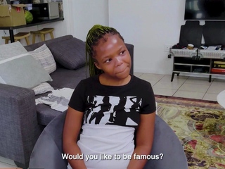 Tiny Ebony Teen Cutie Deep Throats Cock